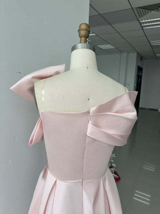 Off-the-Shoulder Sleeveless A-Line Princess Ankle-Length Mother of the Bride Dress with Bow(s)-LLELLA