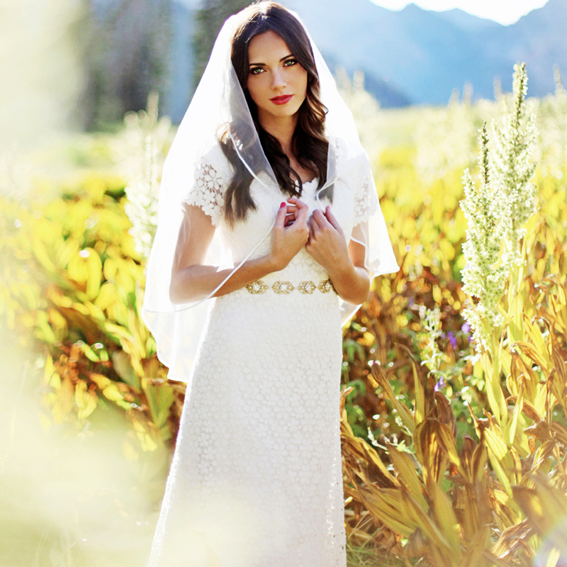 LLELLA Short Sleeves Lace Boho Wedding Dress On Sale-LLELLA