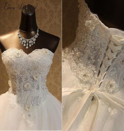LLELLA Elegant Strapless Tulle Ball Gown Wedding Dress Appliques Sequined Sweetheart Bridal Gowns On Sale-LLELLA