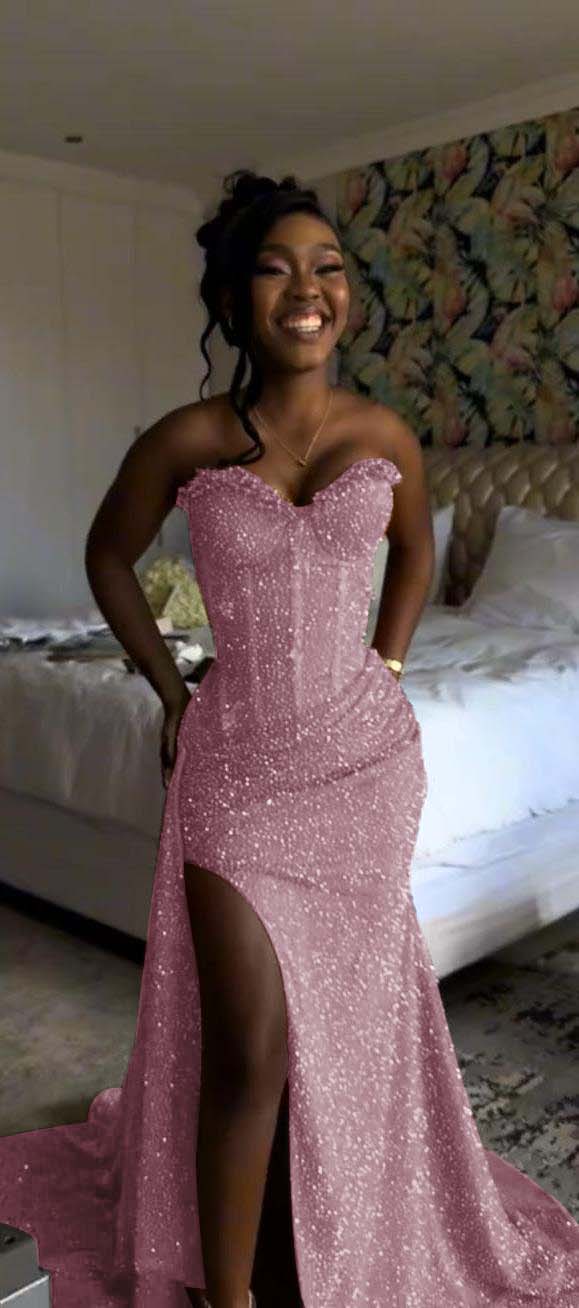 Sweetheart Sleeveless Long Mermaid Prom Dress With Split Sequin-LLELLA