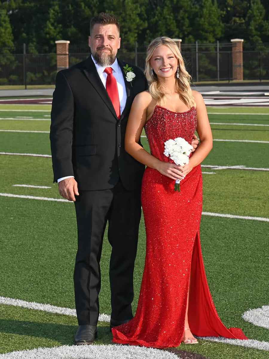 Gorgeous Sparkly Strapless Long Mermaid Prom Dress with Slit-LLELLA