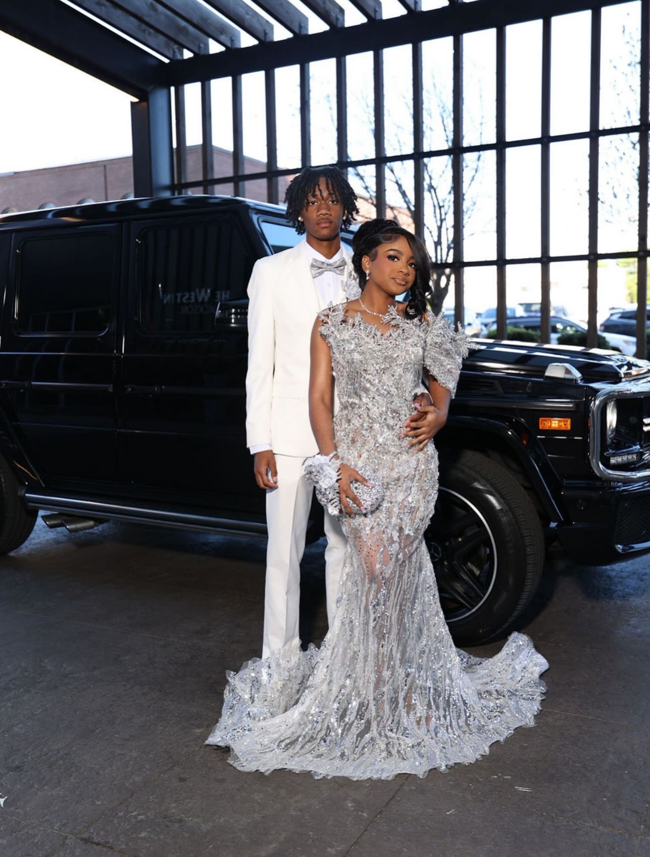 Keep It Classy – Silver Grey Illusion Sequin Lace Mermaid Prom Dress with 3D Crystal Shoulders