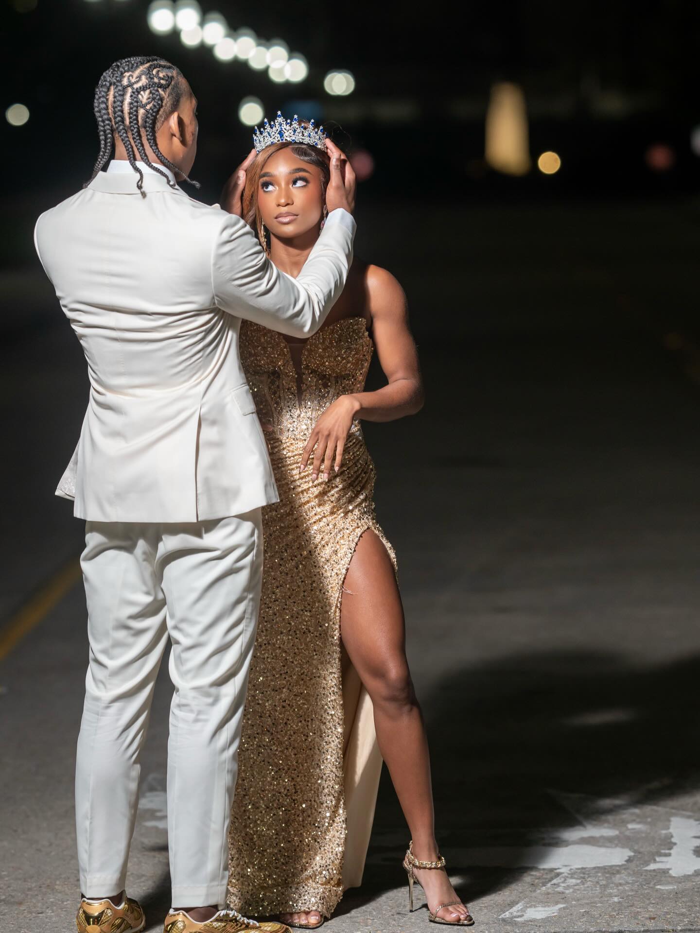 Golden Hour - Gold Sequin Strapless Corset Mermaid Prom Dress with Thigh Slit-LLELLA