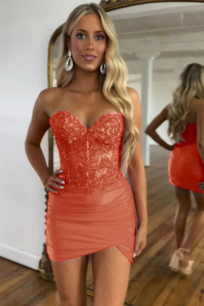 Fuchsia Sweetheart Tight Corset Homecoming Dress with Beading