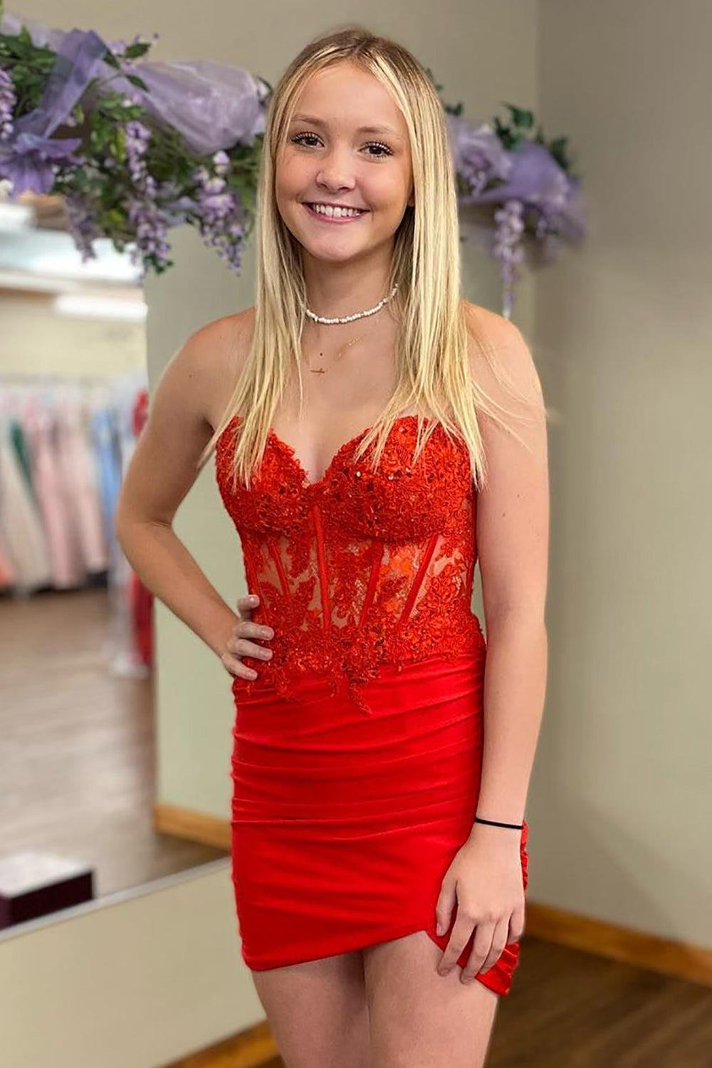 Fuchsia Sweetheart Tight Corset Homecoming Dress with Beading