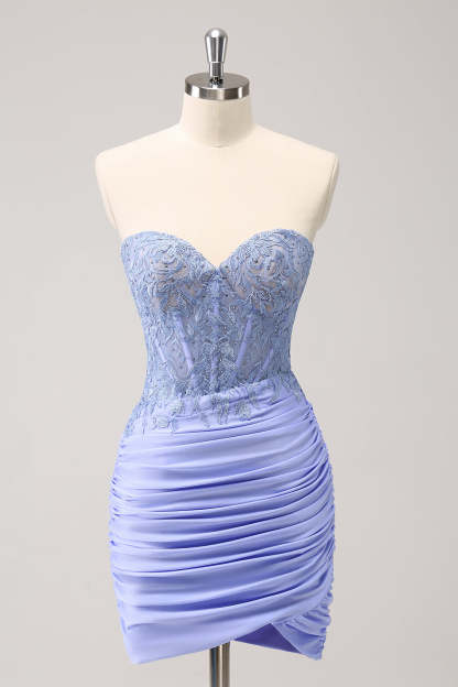 Fuchsia Sweetheart Tight Corset Homecoming Dress with Beading