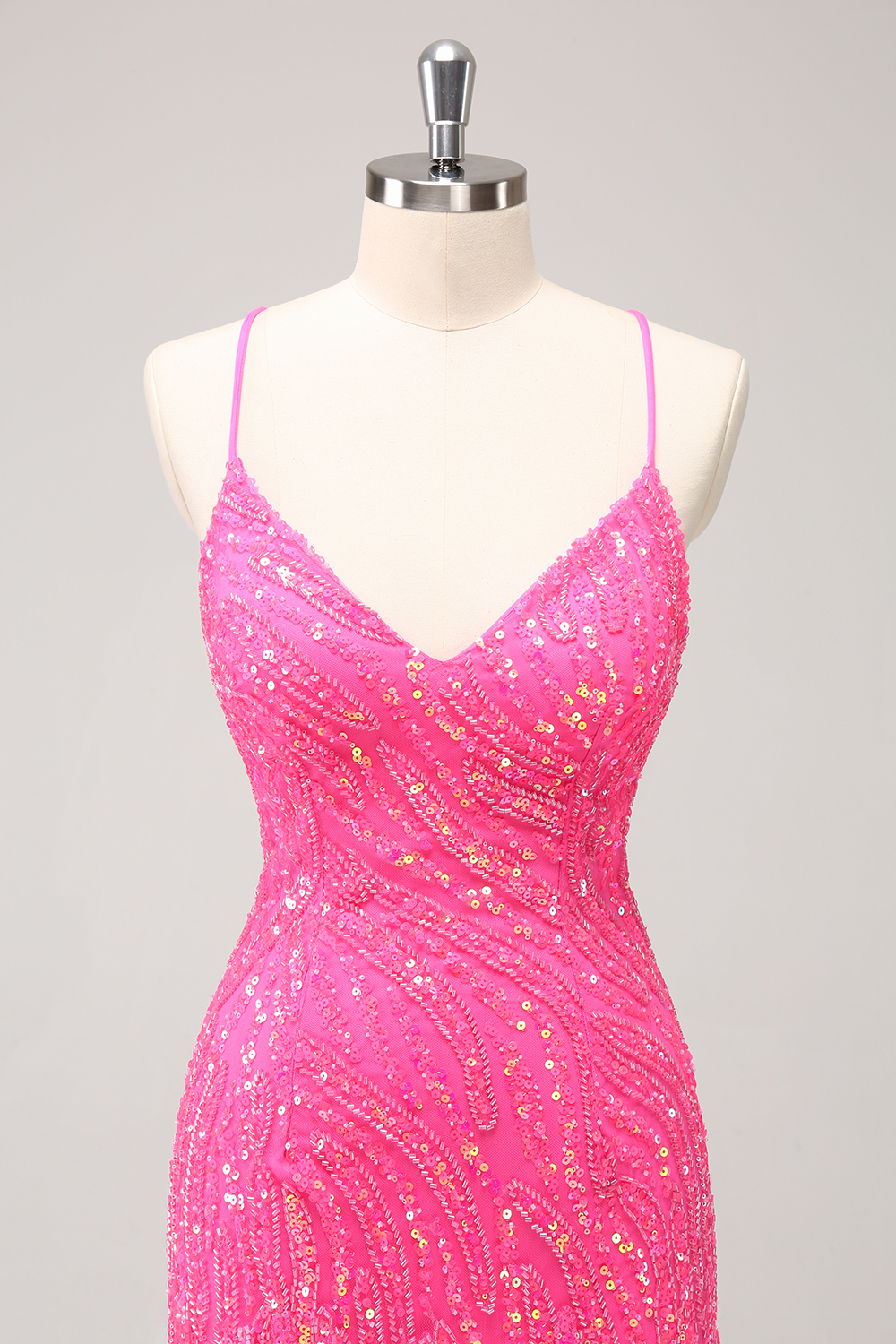 Sparkly Golden Spaghetti Straps Sequins  Bodycon Short Homecoming Dress with Fringe