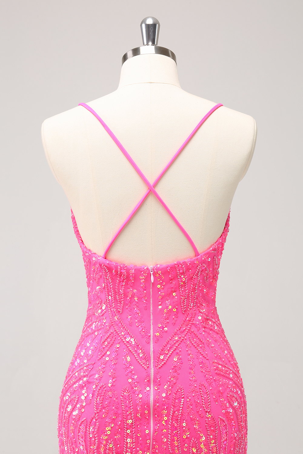 Sparkly Golden Spaghetti Straps Sequins  Bodycon Short Homecoming Dress with Fringe