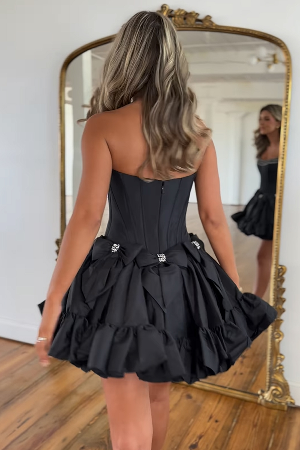 Fuchsia Strapless A-Line Satin Short Homecoming Dress with Bow