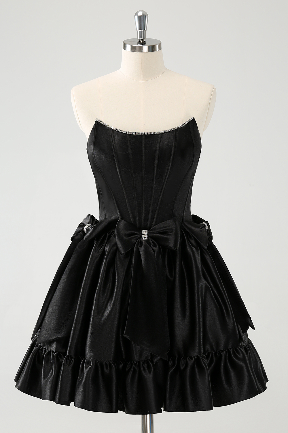 Fuchsia Strapless A-Line Satin Short Homecoming Dress with Bow