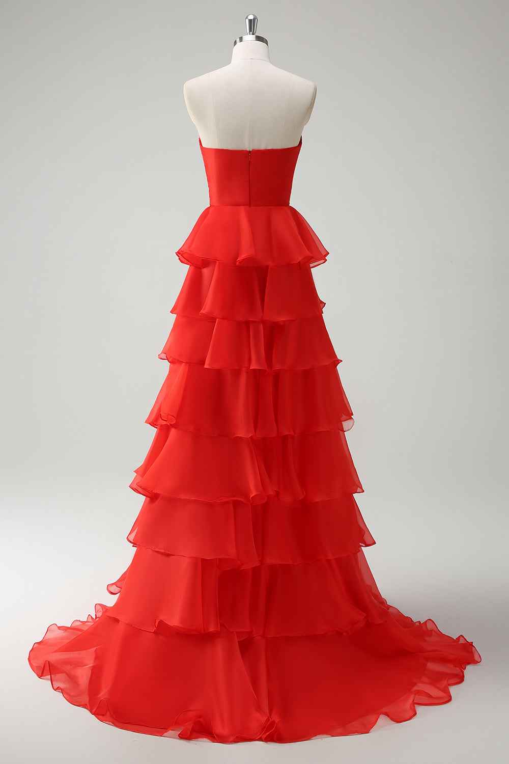 Black Sweetheart Chiffon A-Line Tiered Long Prom Dress with Slit-LLELLA