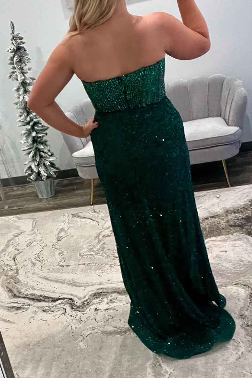 Sparkly Blue Sweetheart Sequins Bodycon Long Corset Prom Dress with Beading-LLELLA
