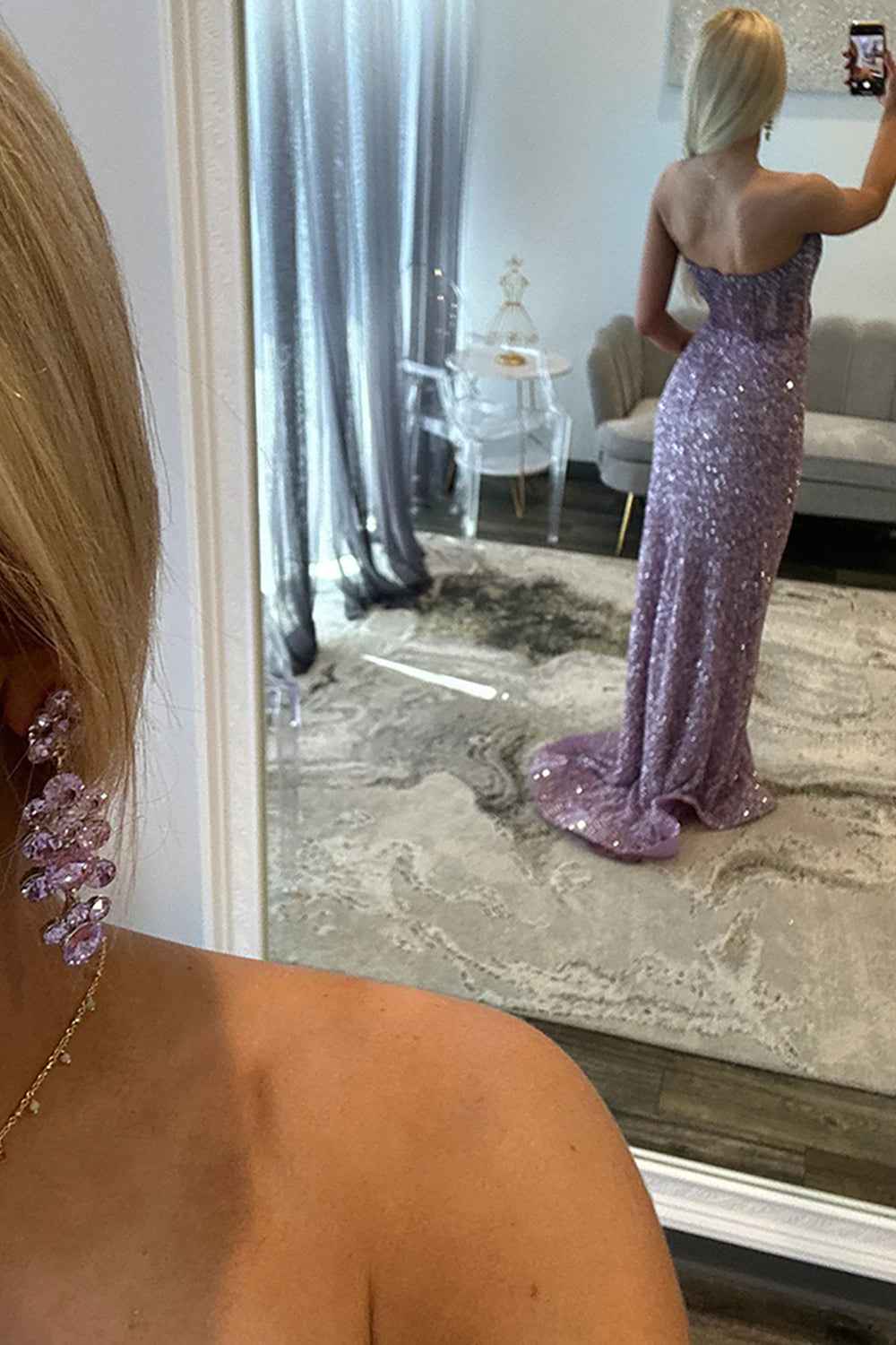 Sparkly Blue Sweetheart Sequins Bodycon Long Corset Prom Dress with Beading-LLELLA