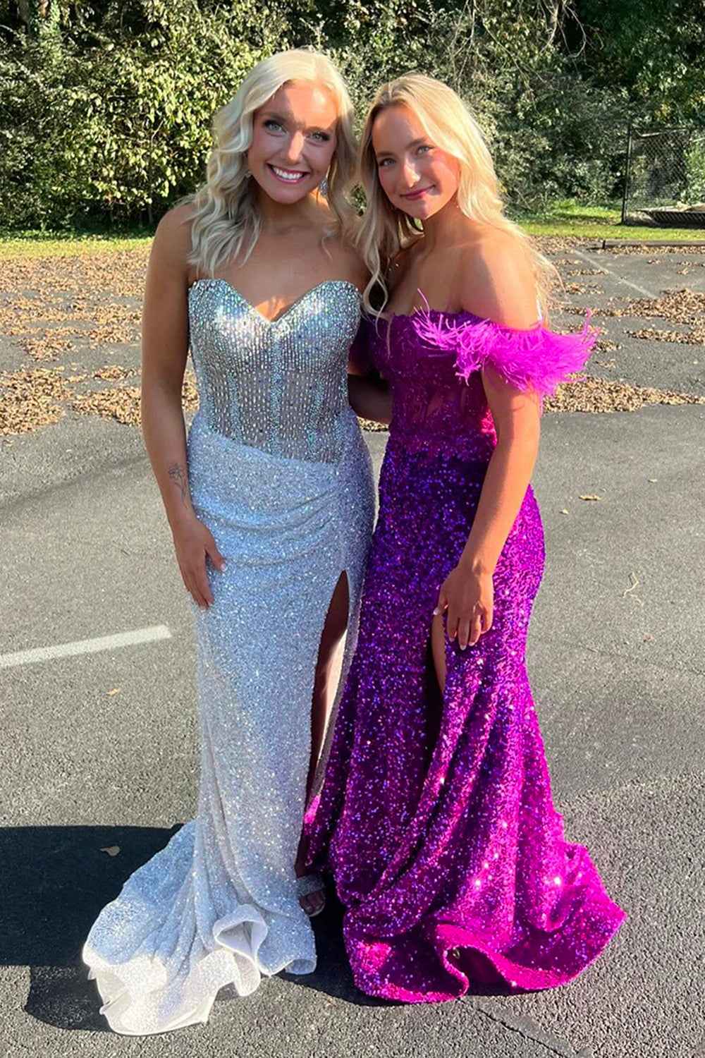 Sparkly Blue Sweetheart Sequins Bodycon Long Corset Prom Dress with Beading-LLELLA