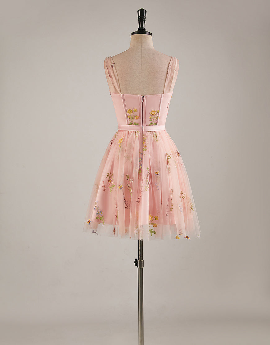 Light Pink Sweetheart Corset Homecoming Dress-LLELLA