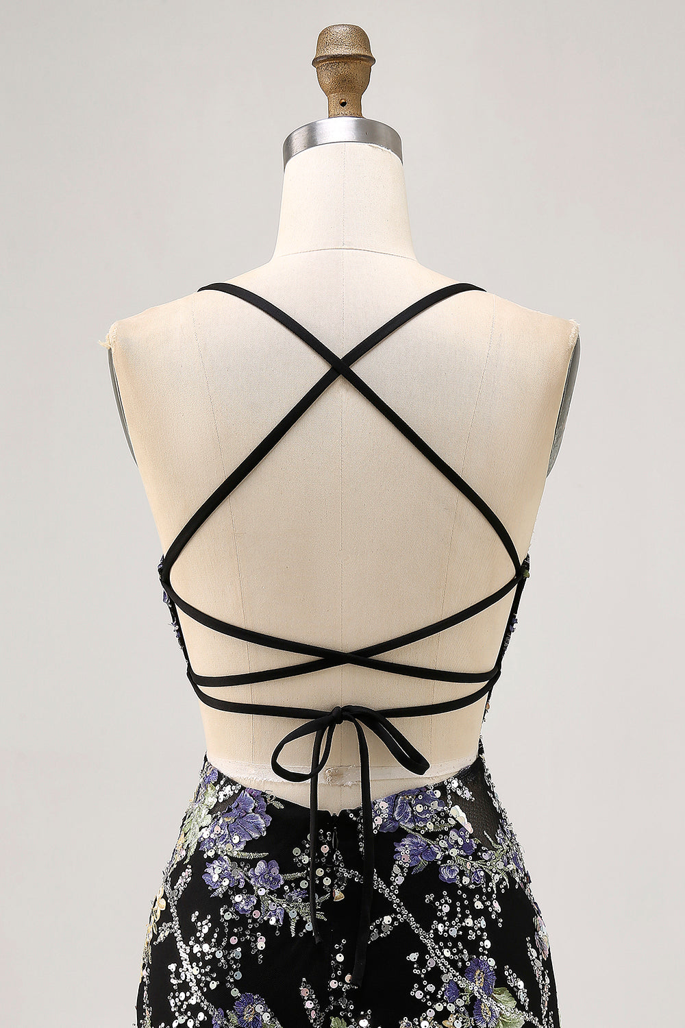 Sparkly Black Floral Short Tight Homecoming Dress with Beading