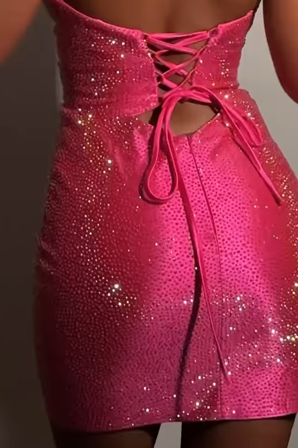 Sparkly Orange Beaded Cut Out Bodycon Short Homecoming Dress