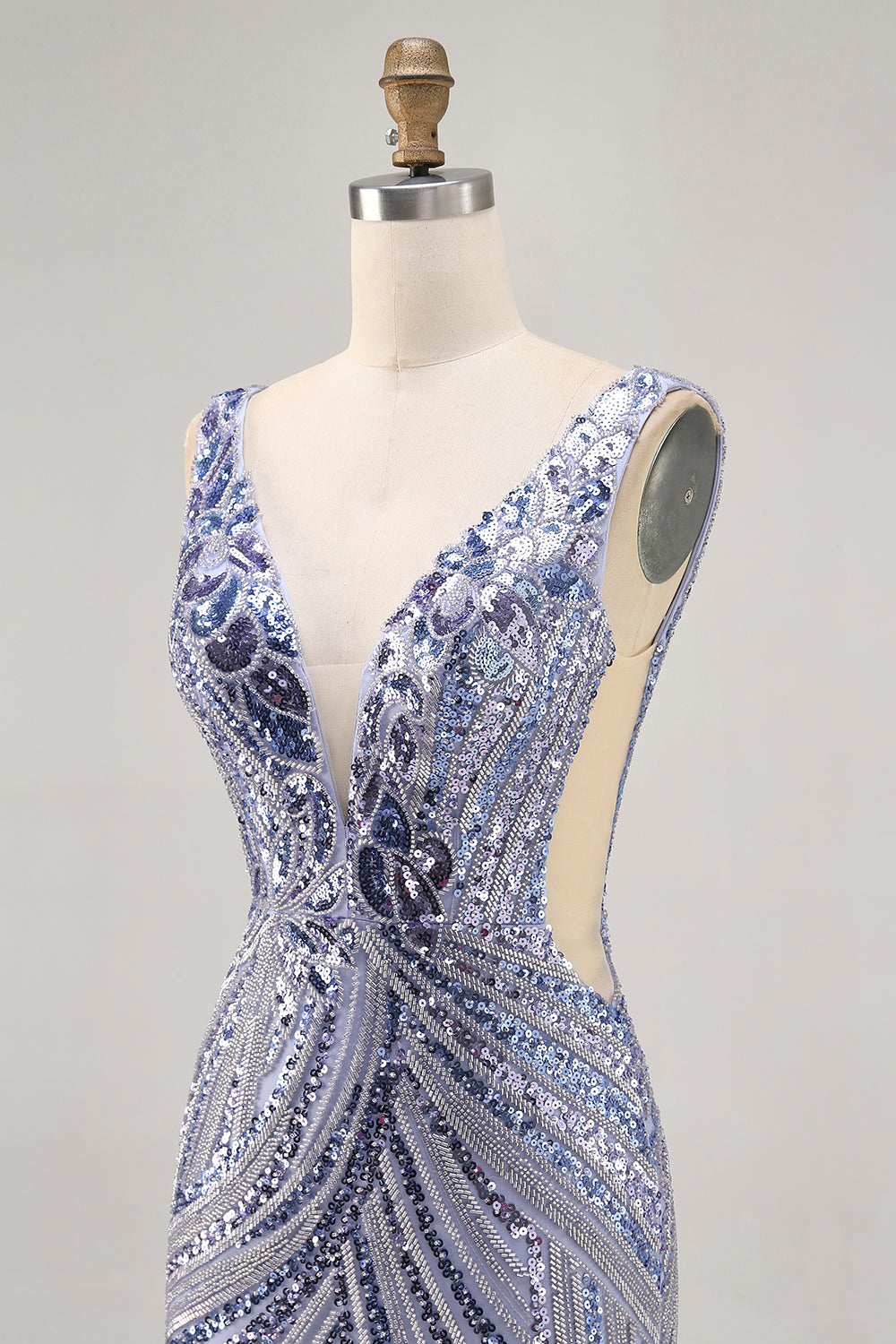 Sparkly Purple Sequins V-Neck Short Corset Homecoming Dress