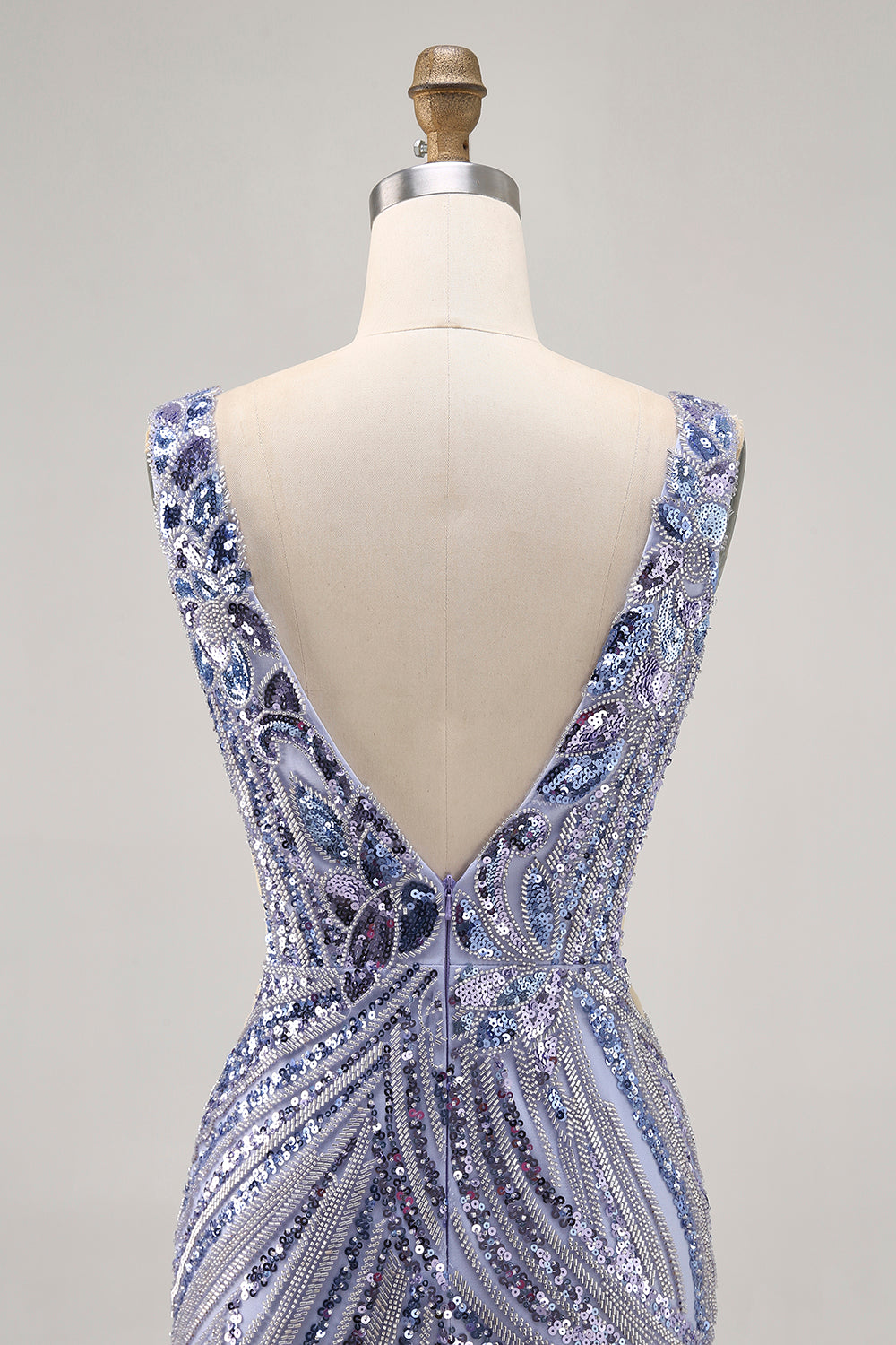 Sparkly Purple Sequins V-Neck Short Corset Homecoming Dress