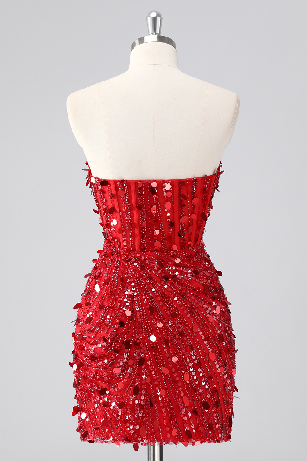 Sparkly Gold Strapless Tight Short Corset Homecoming Dress with Sequins