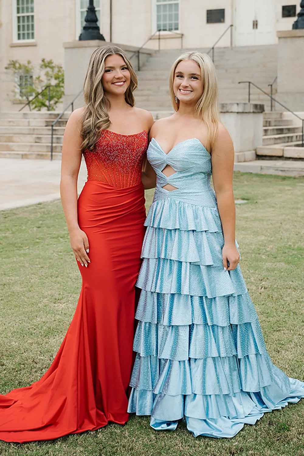 Sparkly Yellow Sweetheart A-Line Satin Ruffled Cut-Out Long Prom Dress with Beading-LLELLA