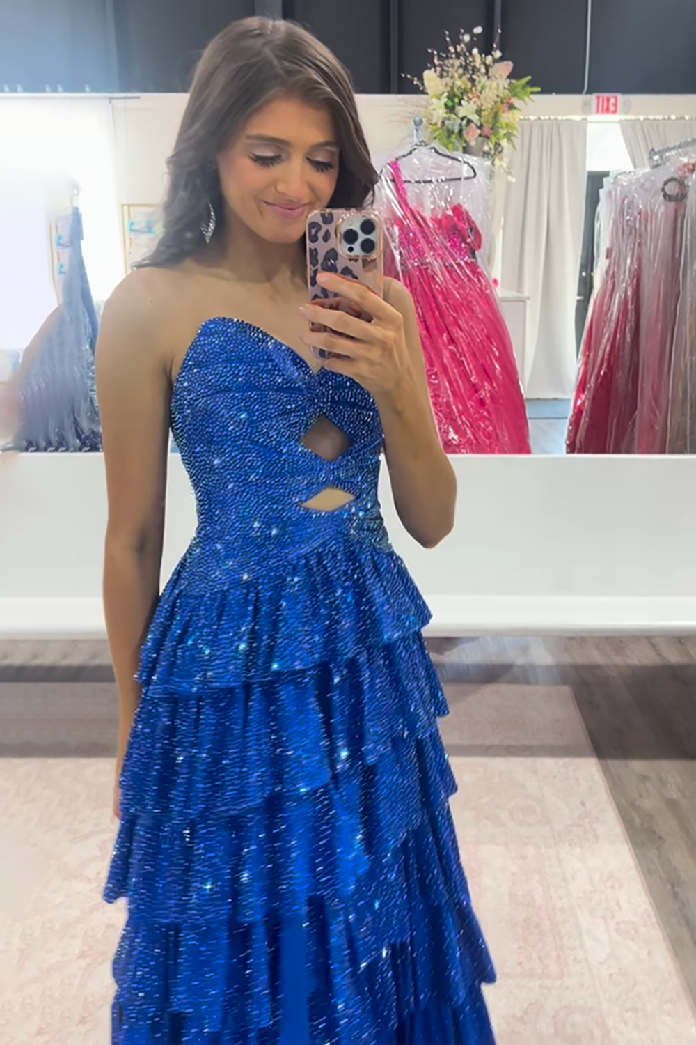 Sparkly Yellow Sweetheart A-Line Satin Ruffled Cut-Out Long Prom Dress with Beading-LLELLA