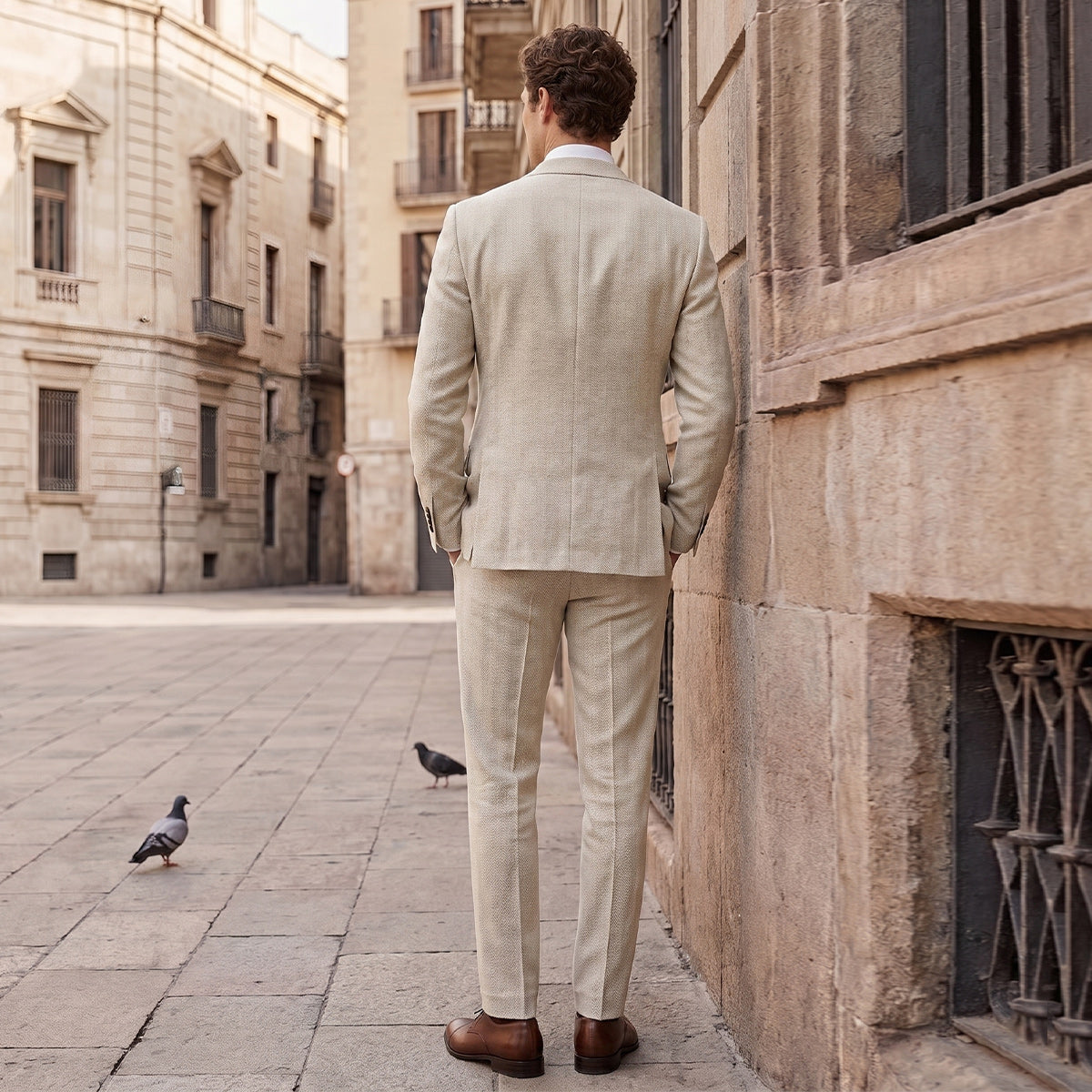 Tailored Fit Single Breasted Two-buttons 2 Pieces Solid Colored Men's Wedding Suits