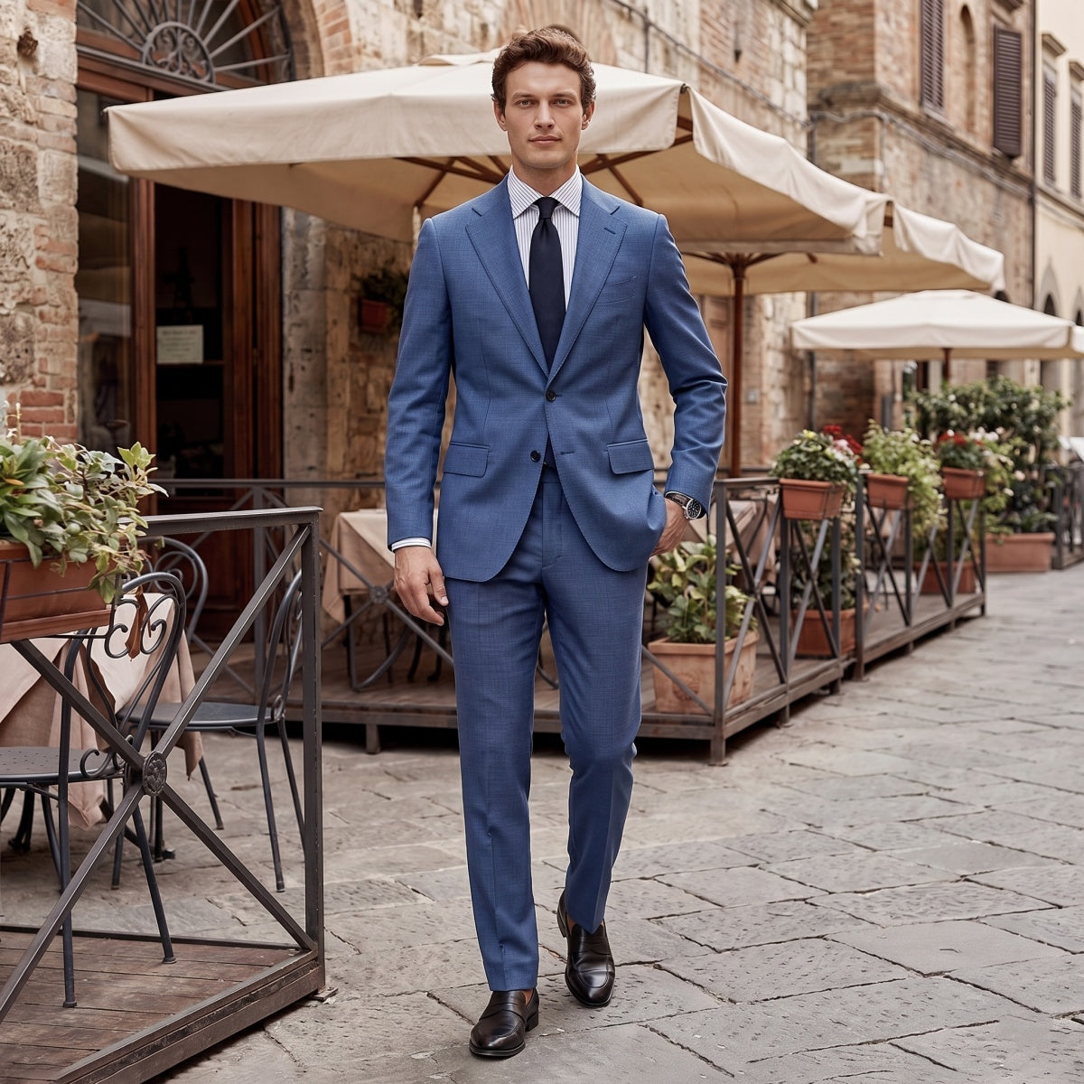 Tailored Fit Single Breasted Two-buttons 2 Pieces Men's Wedding Suits As Picture