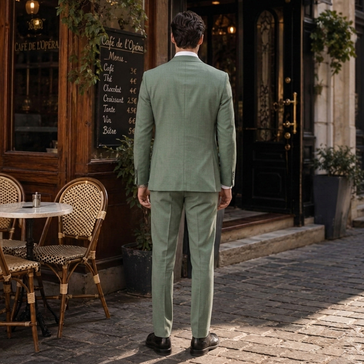 Tailored Fit Single Breasted Two-buttons 3 Pieces Solid Colored Men's Wedding Suits