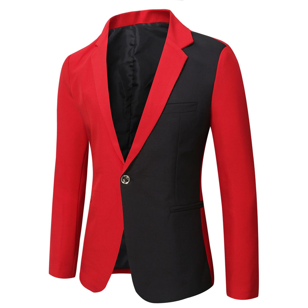 Tailored Fit Notched Lapel Single Breasted One-button Men's Party Jacket Red