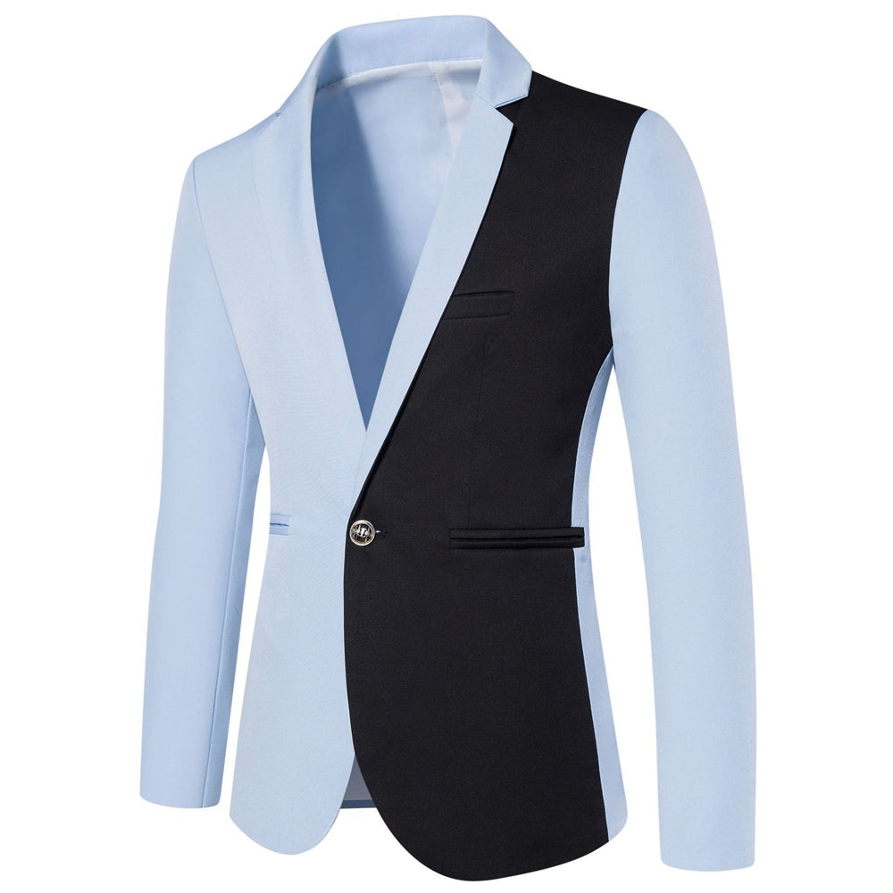 Tailored Fit Notched Lapel Single Breasted One-button Men's Party Jacket Blue