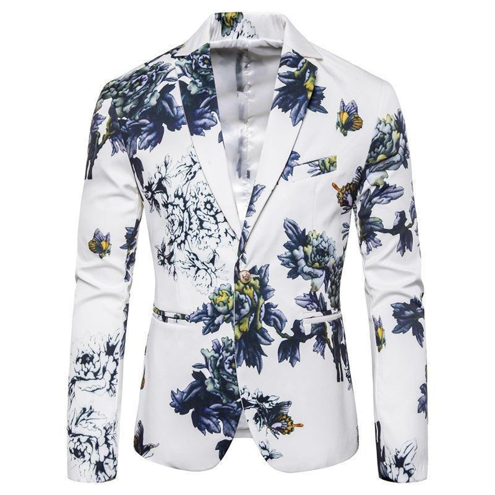 Tailored Fit Notched Lapel Single Breasted One-button Men's Party Jacket White