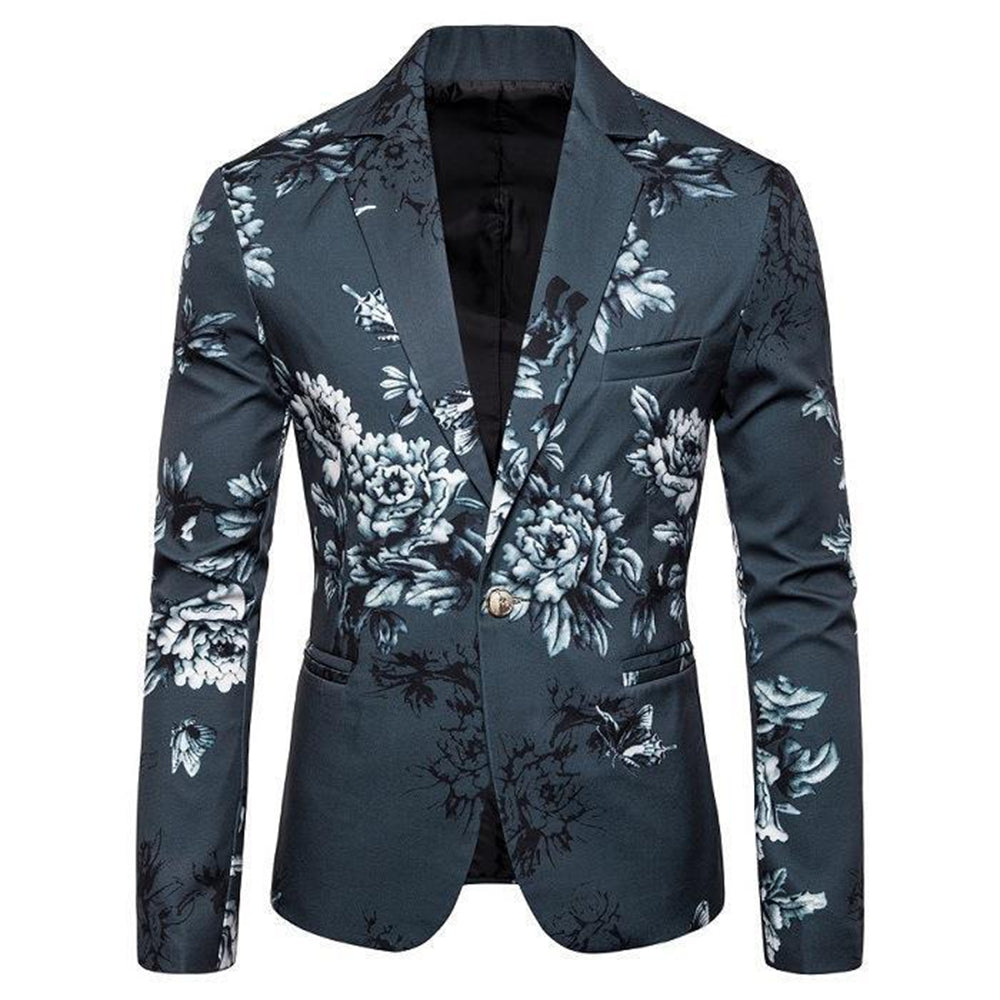 Tailored Fit Notched Lapel Single Breasted One-button Men's Party Jacket Green