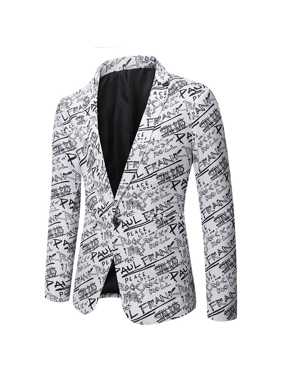 Tailored Fit Notched Lapel Single Breasted One-button Men's Party Jacket White