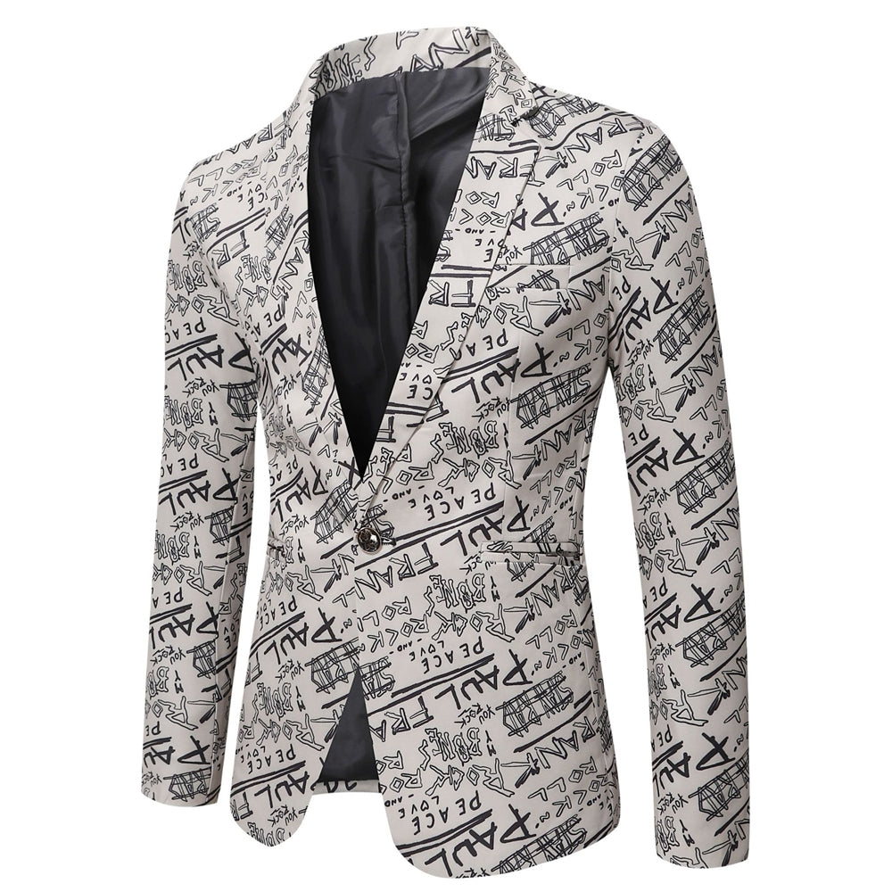 Tailored Fit Notched Lapel Single Breasted One-button Men's Party Jacket Ivory