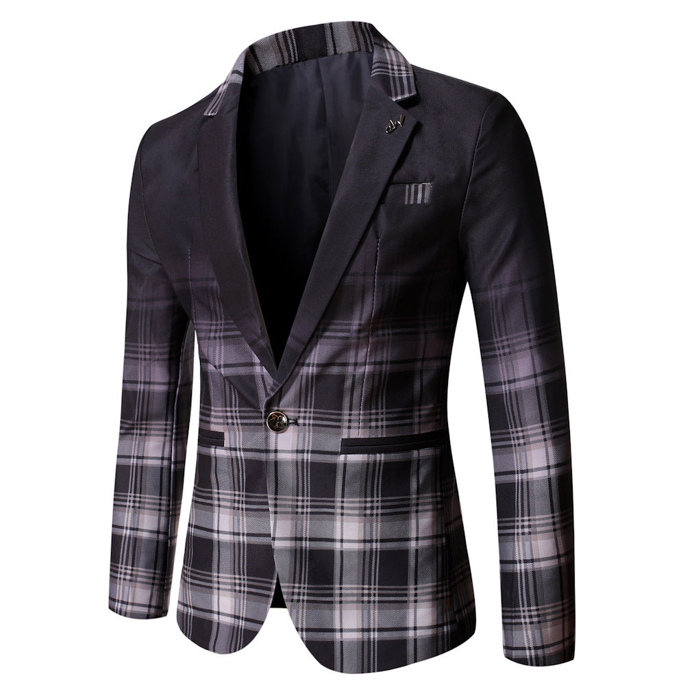 Tailored Fit Notched Lapel Single Breasted One-button Striped Men's Party Jacket Black