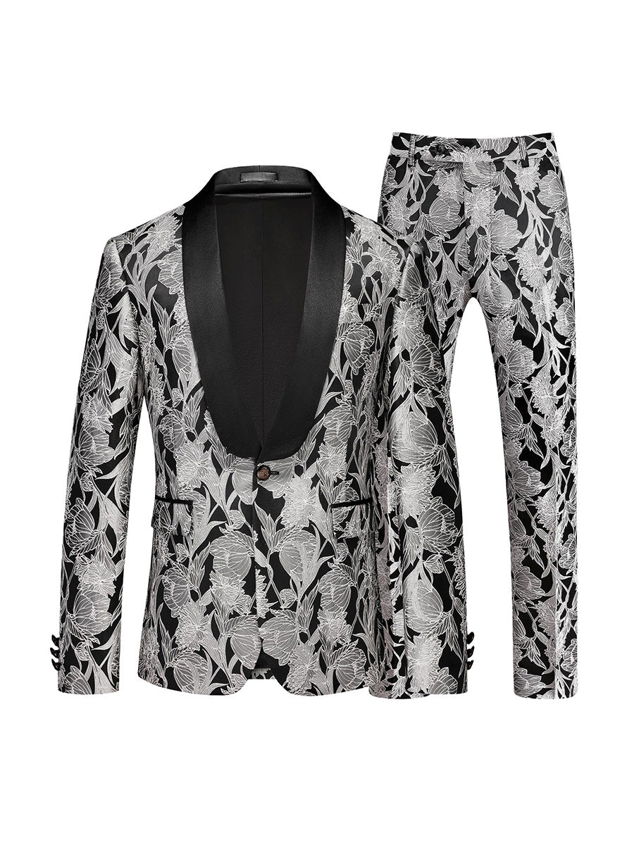 Tailored Fit Single Breasted One-button 2 Pieces Men's Prom Party Suits Gray