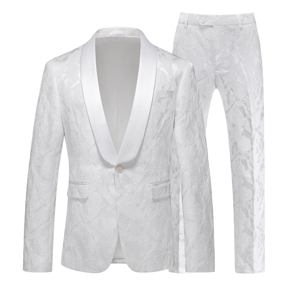 Tailored Fit Single Breasted One-button 2 Pieces Men's Prom Party Suits White
