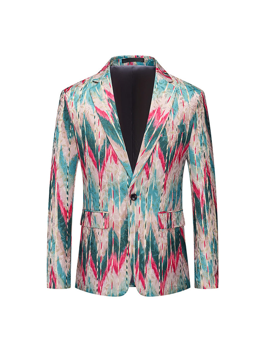 Tailored Fit Notched Lapel Single Breasted One-button Men's Party Jacket As Picture