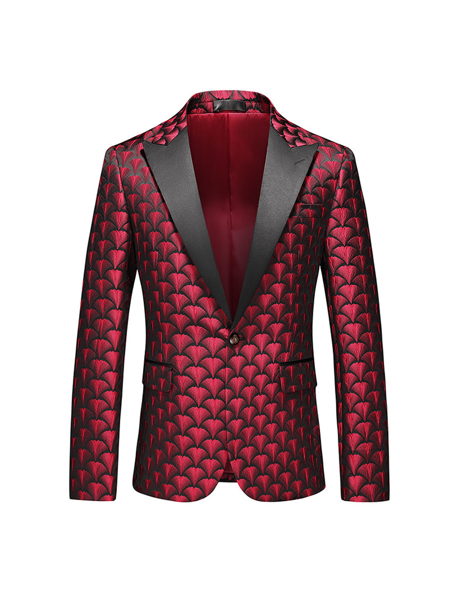 Tailored Fit Single Breasted One-button Men's Party Jacket Red