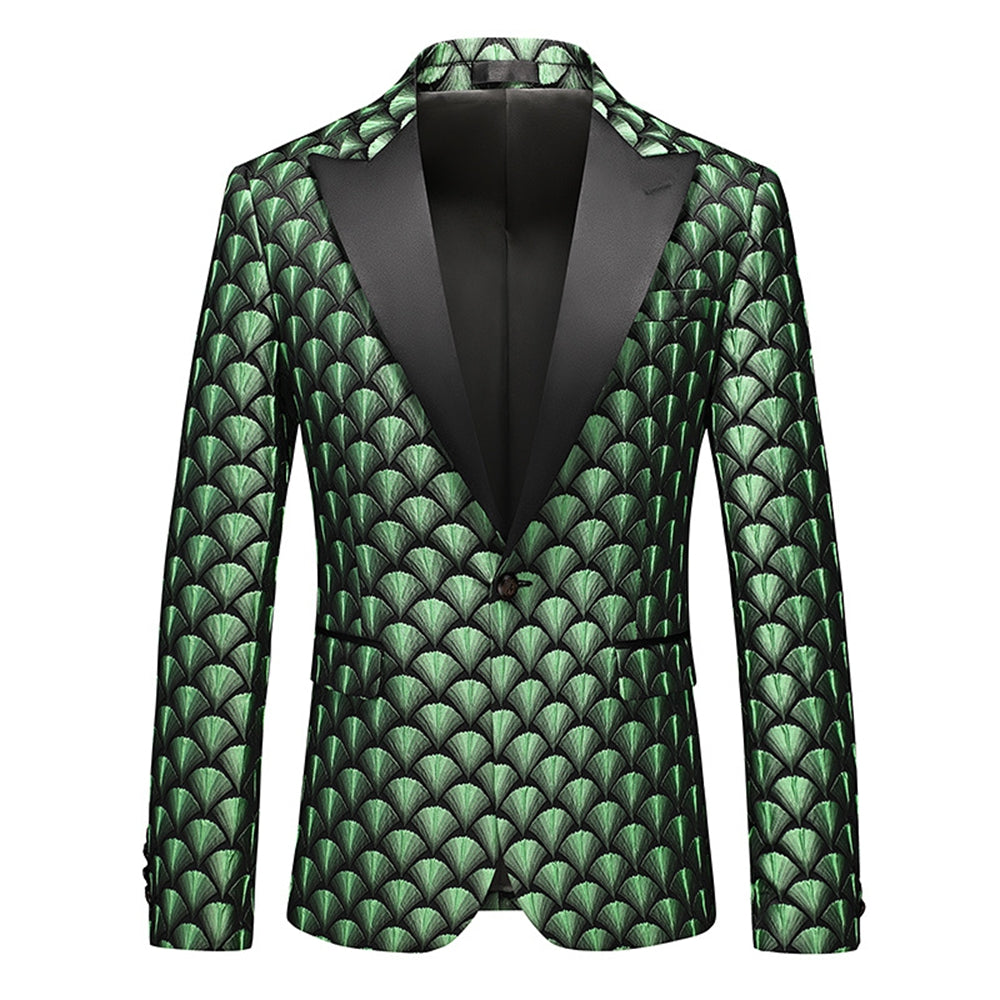 Tailored Fit Single Breasted One-button Men's Party Jacket Green