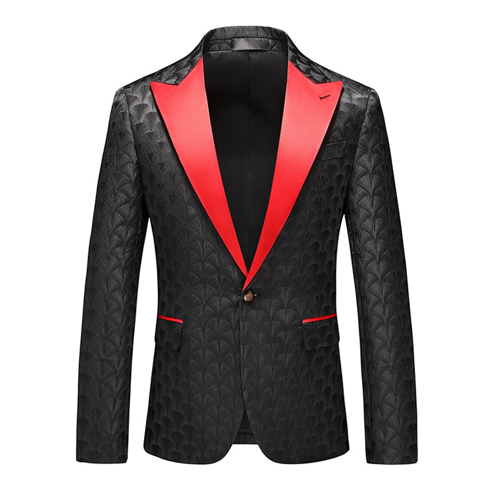 Tailored Fit Single Breasted One-button Men's Party Jacket Black