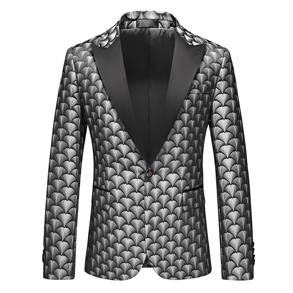 Tailored Fit Single Breasted One-button Men's Party Jacket Gray