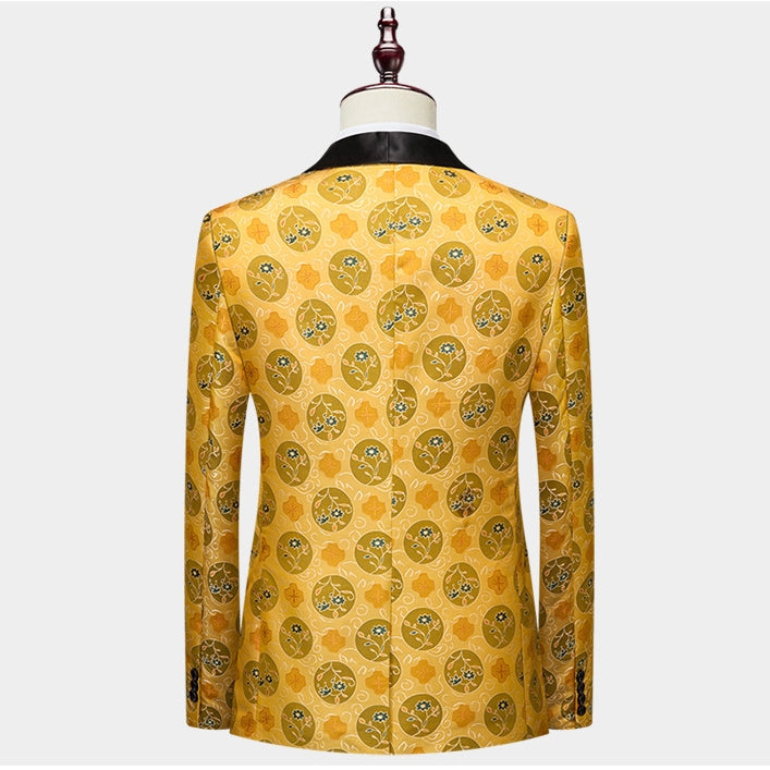 Tailored Fit Shawl Lapel Single Breasted One-Button Embroidery 2 Piece Men's Party Suits