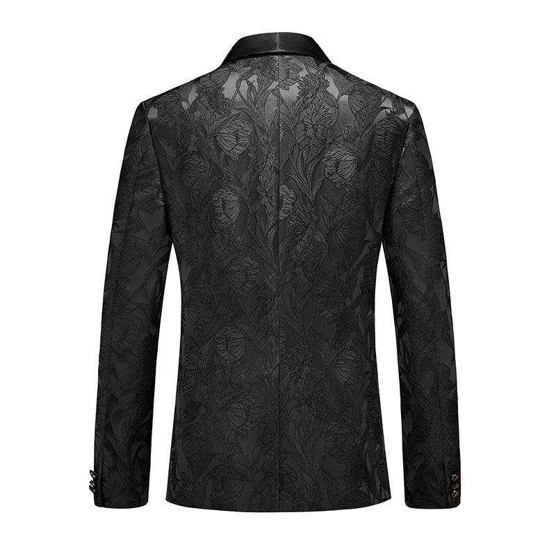 Tailored Fit Shawl Lapel Single Breasted One-Button Jacquard 2 Piece Men's Party Suits