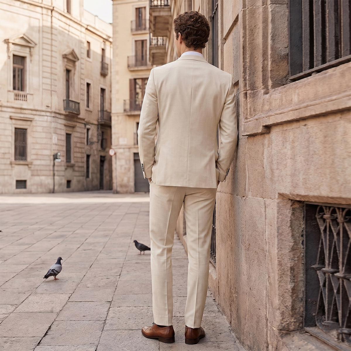 Tailored Fit Single Breasted Two-buttons 3 Pieces Solid Colored Men's Wedding Suits