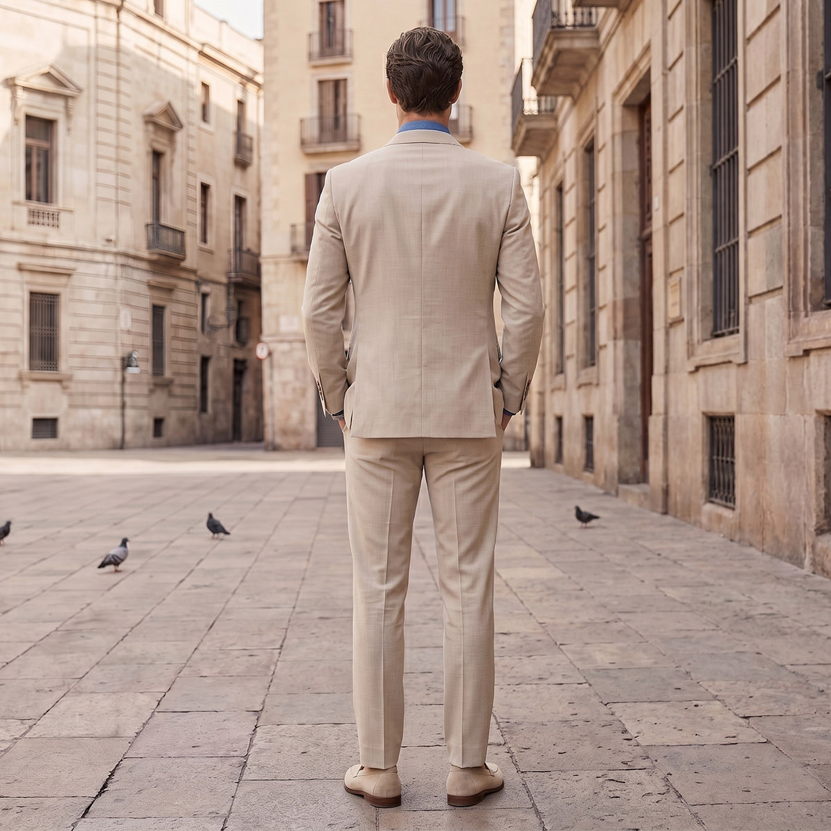 Tailored Fit Single Breasted Two-buttons 3 Pieces Solid Colored Men's Wedding Suits