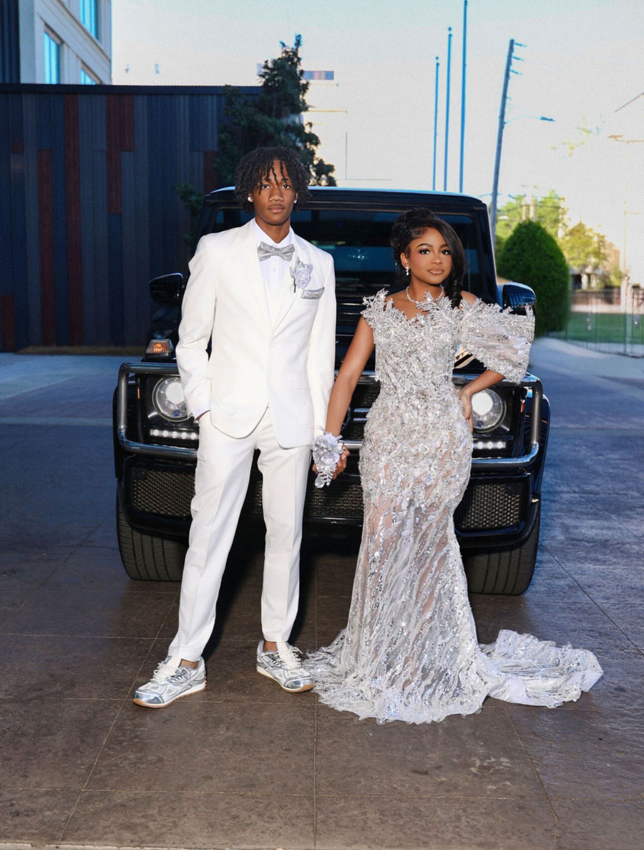 Keep It Classy – Silver Grey Illusion Sequin Lace Mermaid Prom Dress with 3D Crystal Shoulders