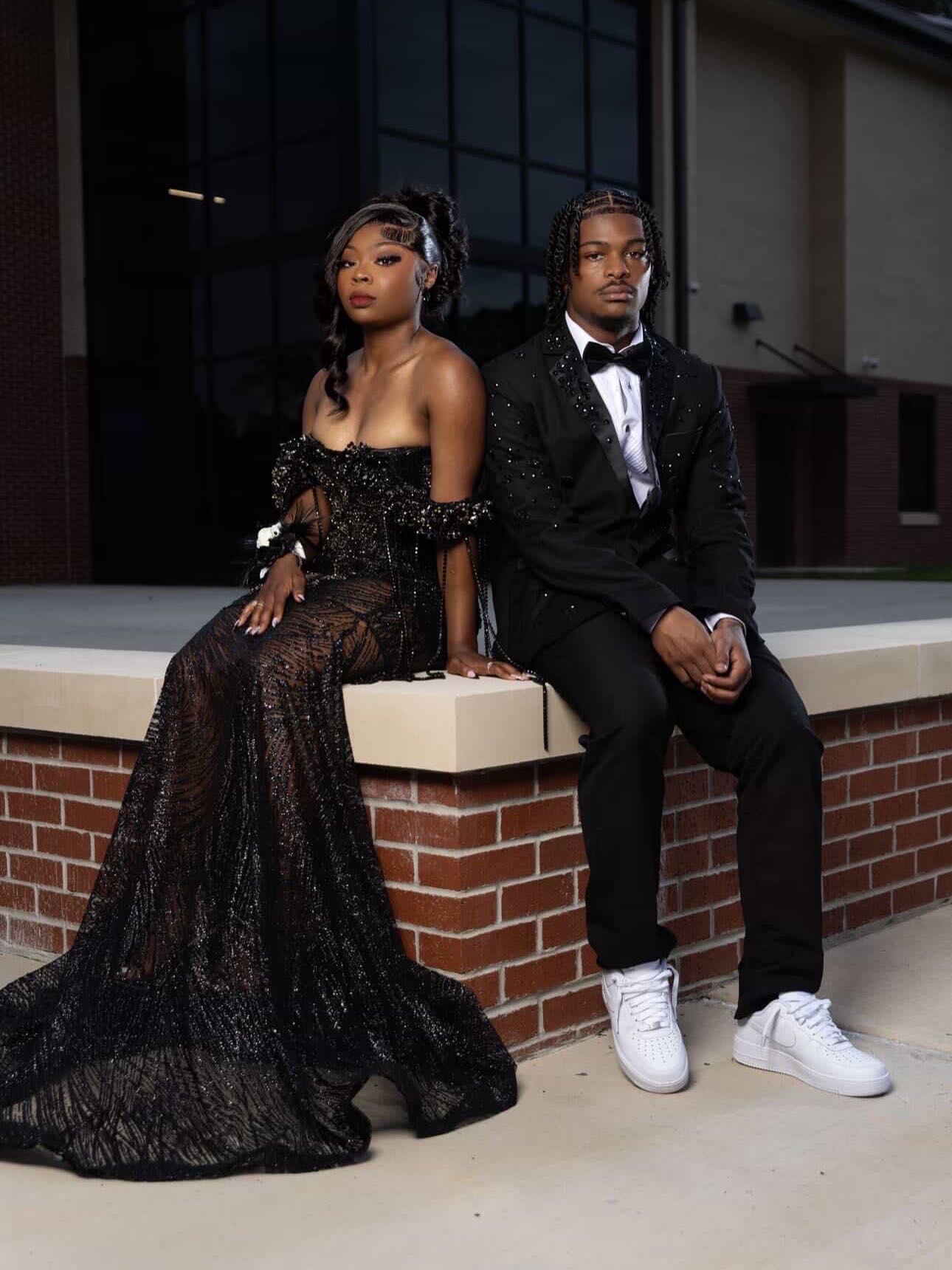 Black Crystal Fringe Off-Shoulder Sequin Mermaid Prom Dress