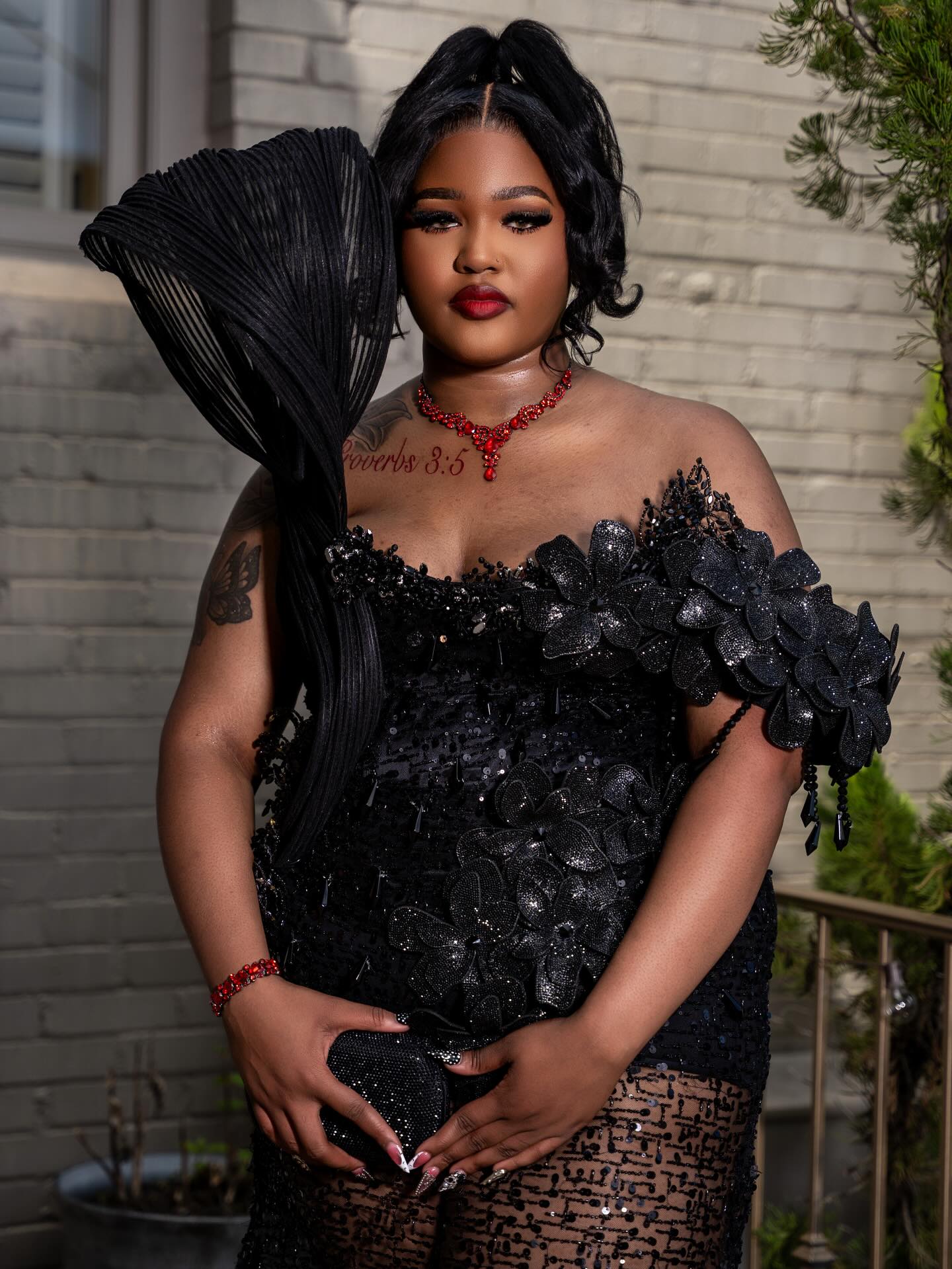 Black 3D Floral Sequin Off-Shoulder Mermaid Prom Dress